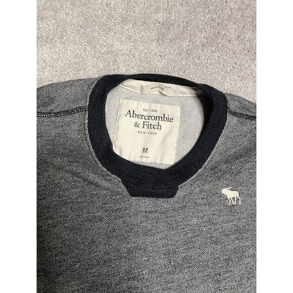 Abercrombie & Fitch Sweatshirt Mens M Medium Gray Pullover Sweater Muscle Y2k - Picture 5 of 9
